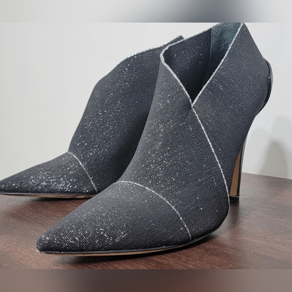 🤩Host Pick❤️Diane Von Furstenburg Canvas Black Bootie Heels Women's Size 10B - Picture 12 of 16